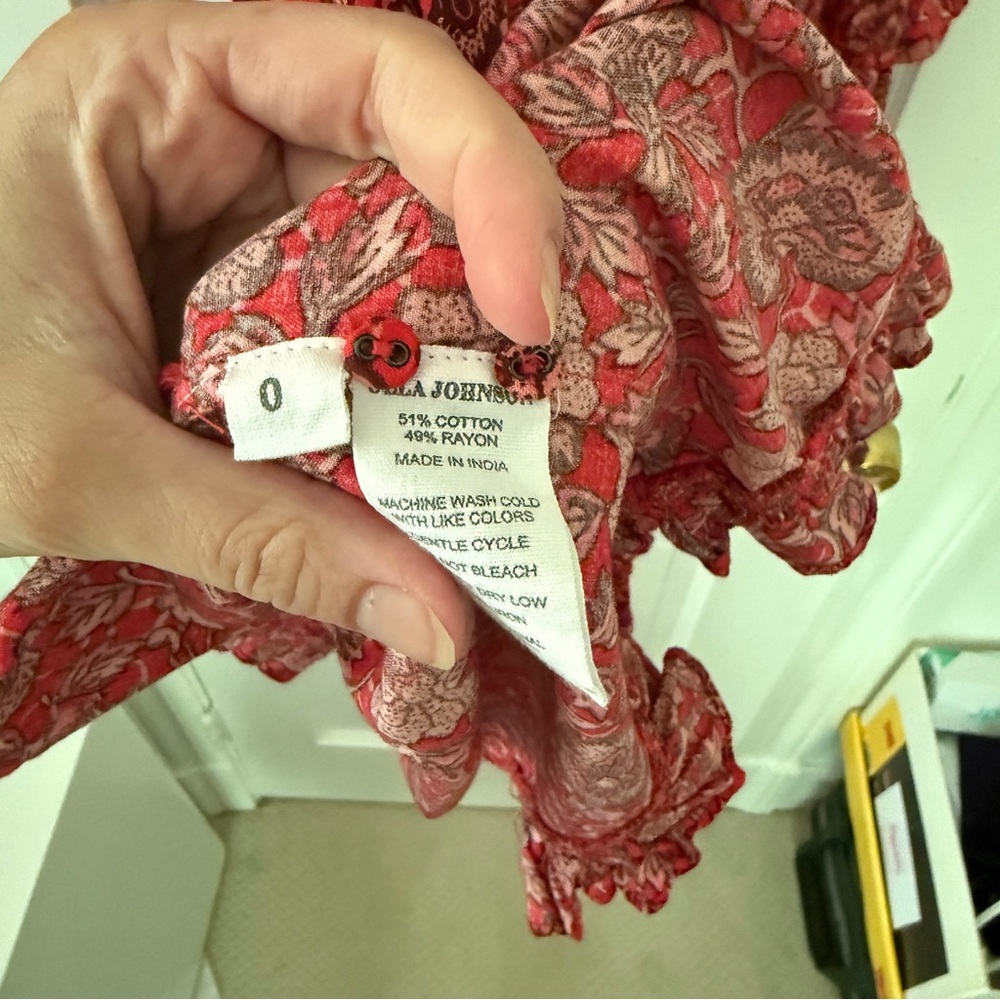Ulla Johnson Mini Ruffle Liv Red Floral Dress | size 0 - Picture 10 of 10